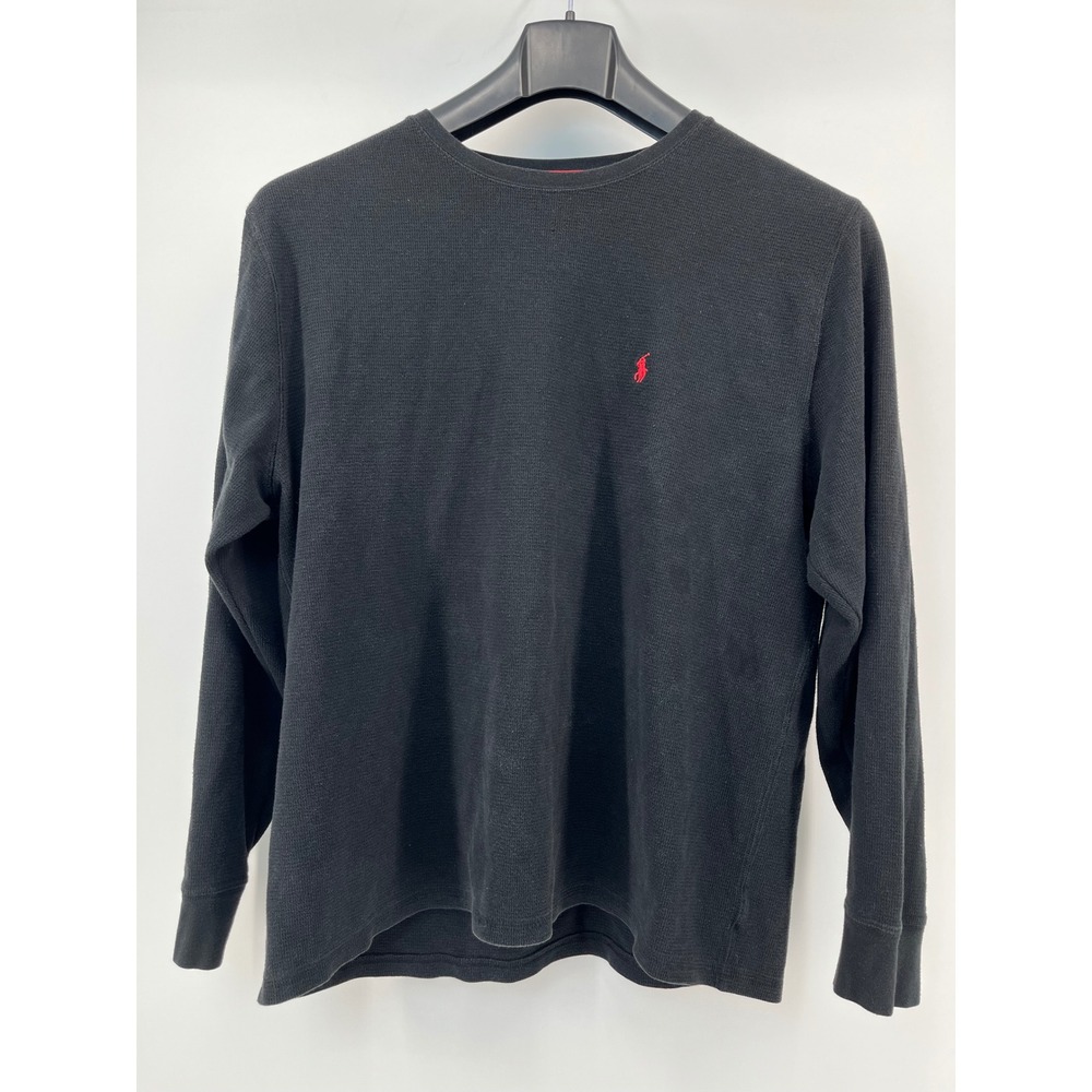 Polo Ralph Lauren Thermal Shirt Mens XXL Black Long Sleeve Waffle Knit Pony Logo